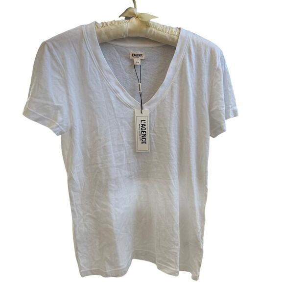 L'AGENCE Classic Tee -  Becca fitted Vneck white - Size M - Picture 3 of 5
